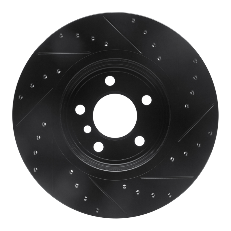 BMW X3 Brake Rotor (1) - Front Left - R1 Concepts - Drilled & Slotted - Black - `04-`10